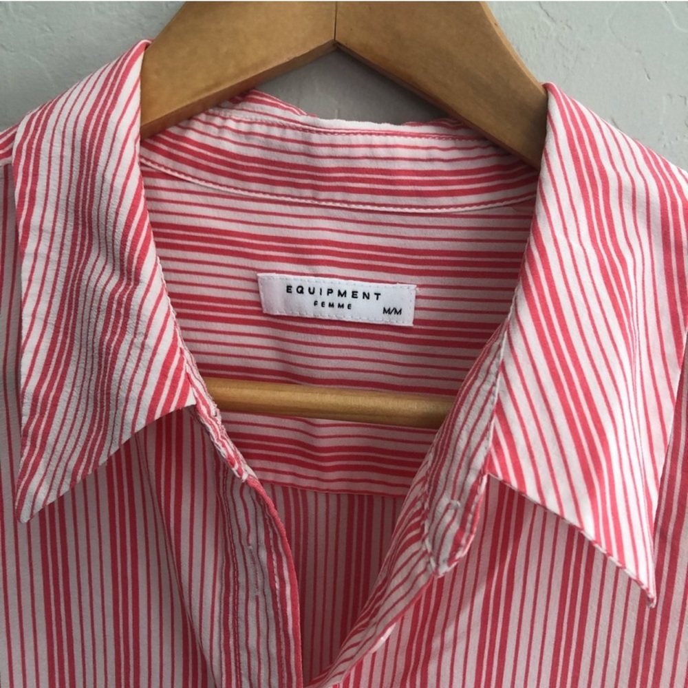 Equipment Silk Shirt Pink Stripe Size Medium